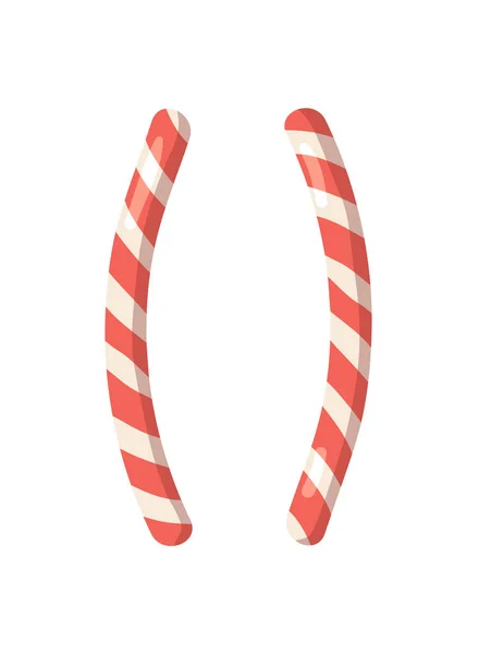 Cartoon Vector Illustration Christmas Candy Cane Hand Drawn Sign Font — Stock Vector