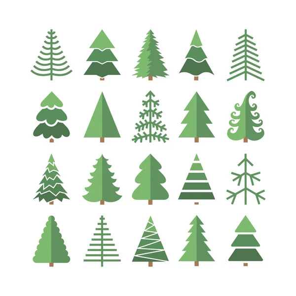 Επίπεδη Σειρά Χριστουγεννιάτικων Δέντρων Διακοπές Φόντο Αφηρημένη Γραμμή Τέχνης Αντλώντας — Διανυσματικό Αρχείο