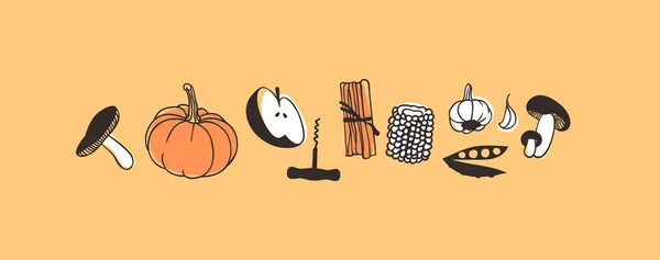 Ilustración Vacaciones Otoño Dibujadas Mano Tinta Creativa Obra Arte Dibujo — Vector de stock