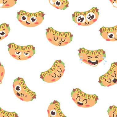 Fast food emojisi çizim seti. El yapımı duygusal yemek. Gerçek Vektör çizimi Amerikan mutfağı. Yaratıcı mürekkep sanatı, sosisli sandviç.