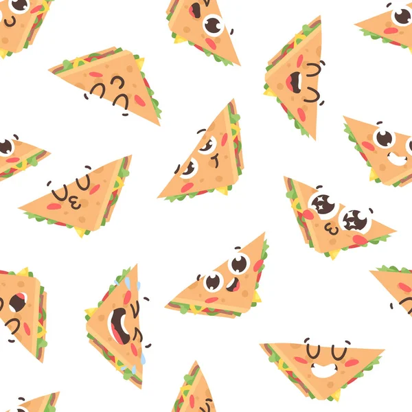 Zeichentrickserie Von Fast Food Emojis Handgezeichnete Emotionale Mahlzeit Aktuelle Vektorillustration — Stockvektor