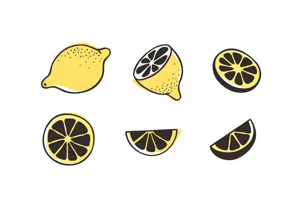 レモンを冷ます 手描きのスタイリッシュな果物や野菜 新鮮な有機食品を描くベクトル芸術 夏のイラストスムーズなビーガン食材 — ストックベクタ