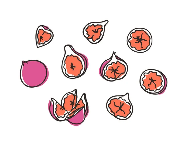 バカヤロー 手描きのスタイリッシュな果物や野菜 新鮮な有機食品を描くベクトル芸術 夏のイラストスムーズなビーガン食材 — ストックベクタ