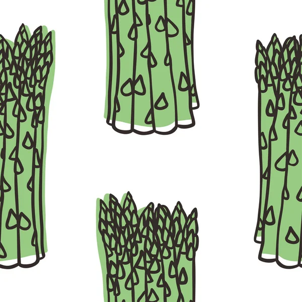 Bezproblémový Vzor Chřestem Ručně Kreslené Stylové Ovoce Zelenina Vektorové Kreslení — Stockový vektor