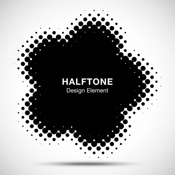 Halbtonpunkte Kreis Rahmen abstrakte Logo-Design-Element. Blume halbtonige Textur. Halbtonemblem. Vektorillustration. — Stockvektor