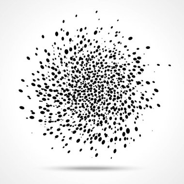 Noktalı resim daire spot. Grunge leke. Patlama nokta beyaz arka plan üzerinde. Daireler patladı. Vektör tasarım öğesi.