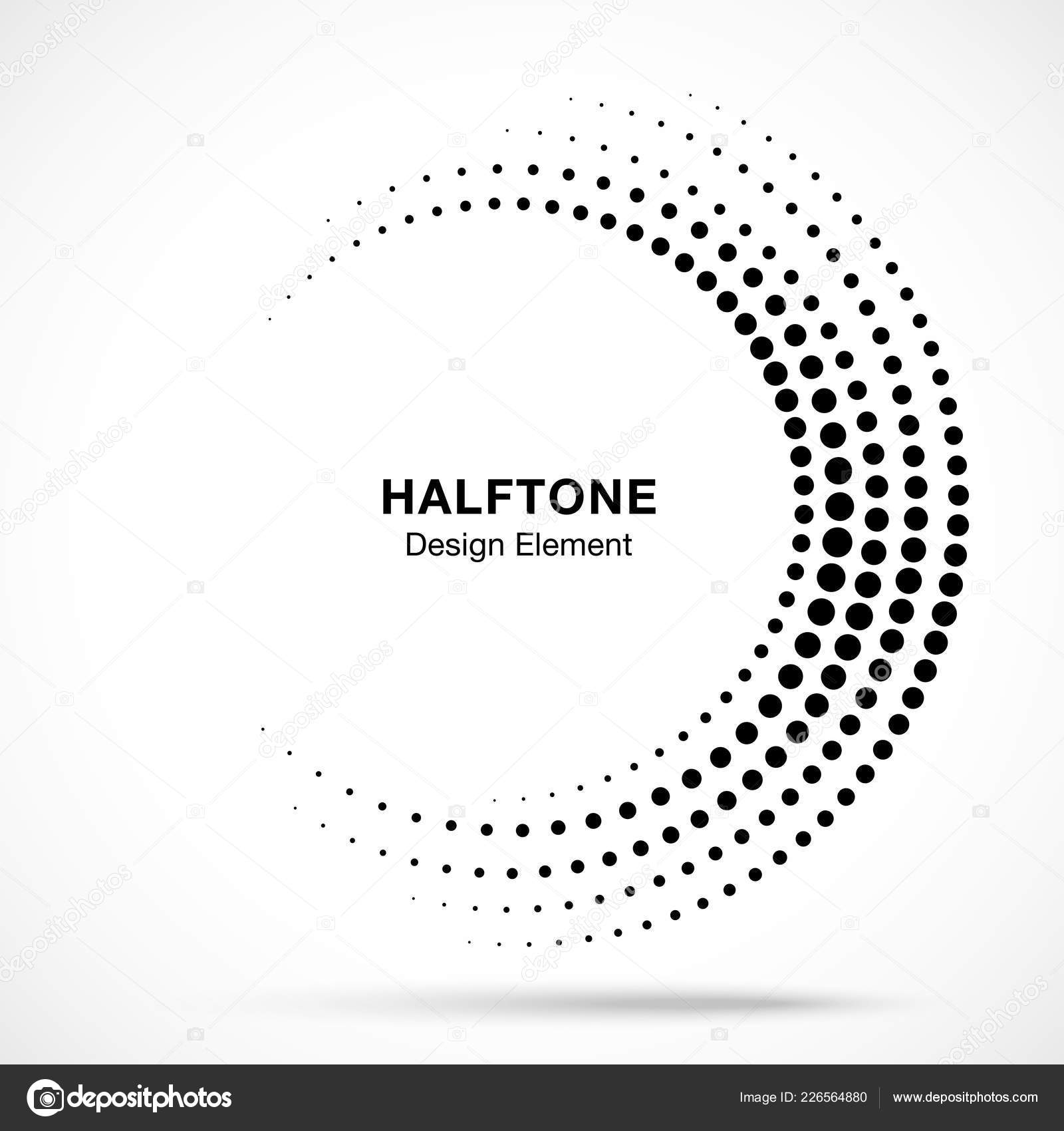 Halftone Incomplete Circle Frame Dots Logo Isolated On White