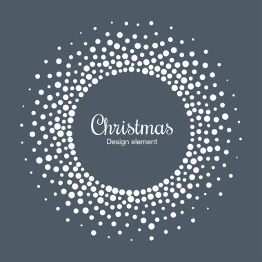 Yeni yıl 2019 kartı arka plan. Kar tanesi daire kare. Yarı ton kar tanesi noktalı çerçeve yuvarlak. Noel beyaz dairesel çerçeve noktalı resim daire kar noktalar dokusu. Vektör çizim.