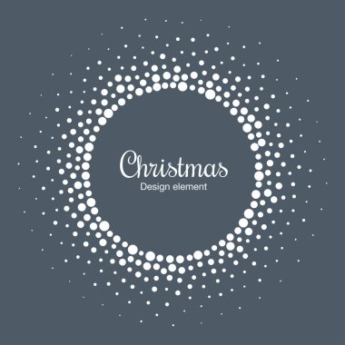 Yeni yıl 2019 kartı arka plan. Kar tanesi daire kare. Yarı ton kar tanesi noktalı çerçeve yuvarlak. Noel beyaz dairesel çerçeve noktalı resim daire kar noktalar dokusu. Vektör çizim.