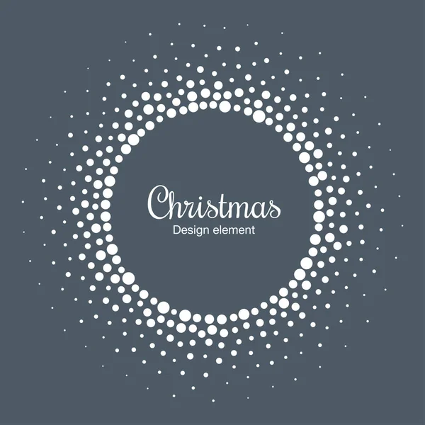 New Year 2019 Card Background. Snow flake circle frame. Halftone round snowflake dotted frame. Christmas white circular frame using halftone circle snow dots texture. Vector illustration. — Stock Vector