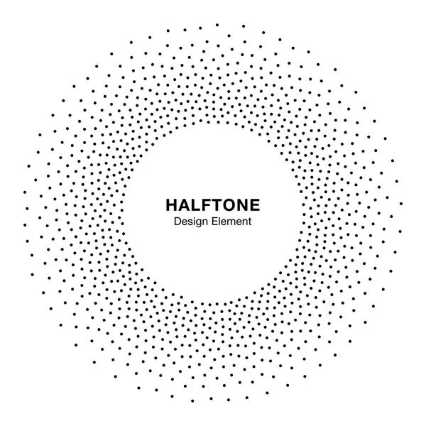 Bingkai melingkar Halftone. Titik dekoratif lingkaran diisolasi pada latar belakang putih. Logo elemen desain untuk medis, pengobatan, kosmetik. Batas bulat menggunakan tekstur lingkaran halftone. Vektor - Stok Vektor