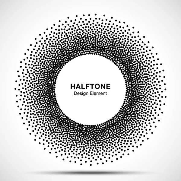 Halftone circular dotted frame. Circle decorative dots isolated on the white background. Logo design element for medical, treatment, cosmetic. Round border using halftone circle dots texture. Vector — Stock Vector