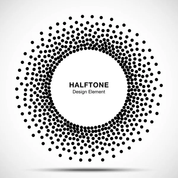 Yarı ton dairesel noktalı çerçeve. Beyaz arka plan üzerinde izole daire dekoratif noktalar. Logo tasarım öğesi, tedavi, Kozmetik için. Yuvarlak kenarlığı noktalı resim daire noktalar dokusu. Vektör — Stok Vektör