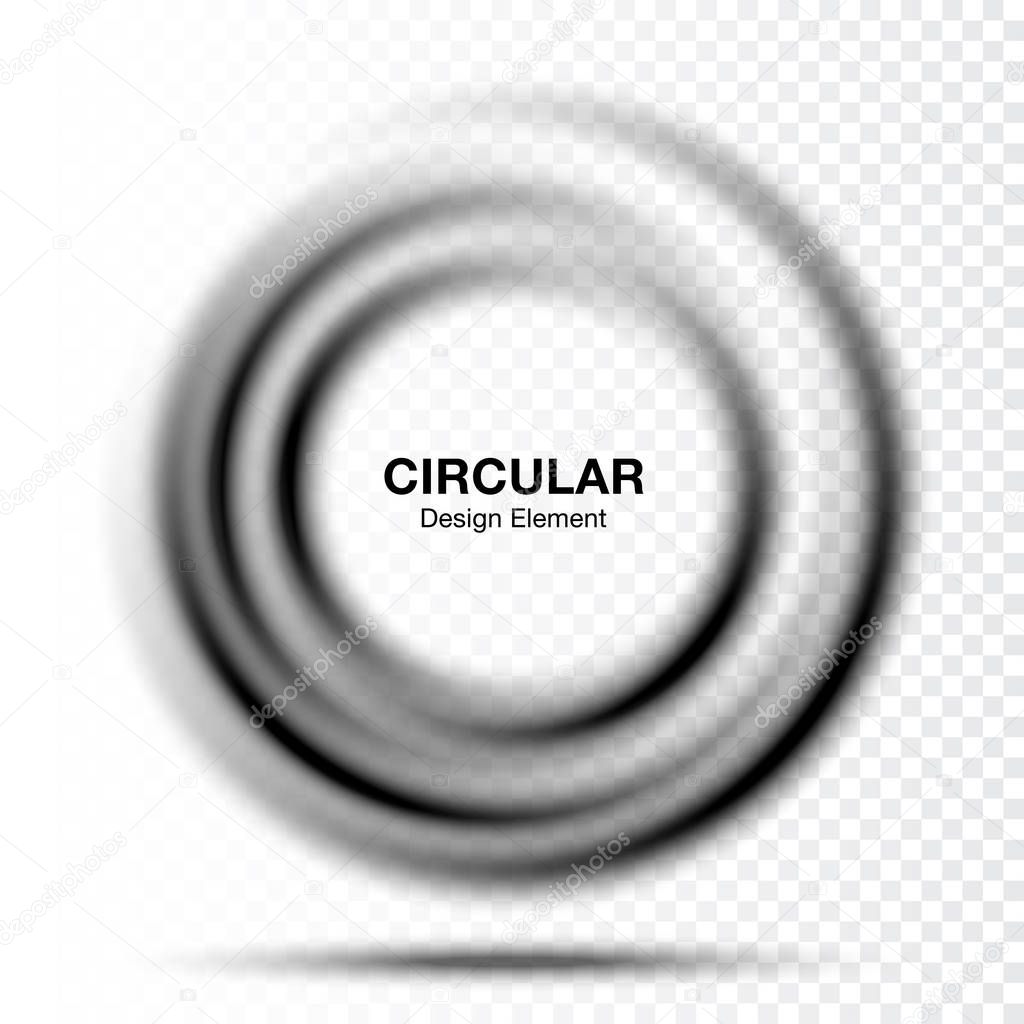 Vortex gradient round banner. Text presentation layout. Abstract gray swirl circle frame isolated on transparent background. Circular translucent gradient frame. Vector illustration
