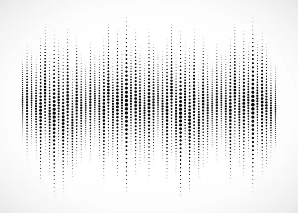 Semitono ecualizador de audio aislado sobre fondo blanco. Onda de sonido usando textura de medio tono. Forma de onda de espectro de audio abstracto. Música batida. Ilustración vectorial . — Archivo Imágenes Vectoriales