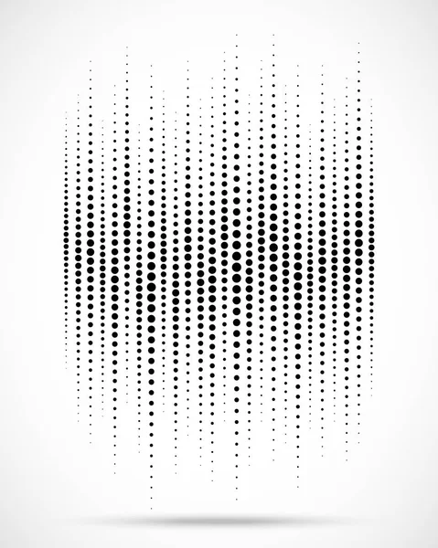하프톤 그라데이션 파 원 점 텍스처 흰색 배경에 고립. 하프톤 패턴을 사용 하 여 그런 지 배경 템플릿입니다. 파 소리입니다. 음악 오디오 비트입니다. 이퀄라이저 디자인 요소입니다. 벡터 일러스트 레이 션. — 스톡 벡터