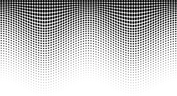 Motif d'onde de demi-teinte. Fond horizontal en utilisant la texture de points ondulés demi-tons. Illustration vectorielle . — Image vectorielle