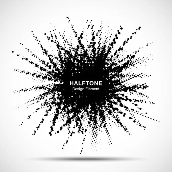 Halftone star frame. Grunge spot border using halftone circle dots raster texture. Sale design element. Boom shape.  Explosion template. Vector illustration. — Stock Vector