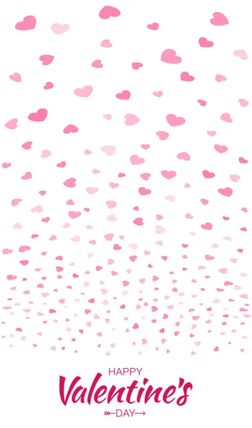 Fond de confettis cardiaques de pétales de Saint-Valentin tombant sur fond blanc. Modèle de douche nuptiale. Coeurs d'amour de toile de fond pour les femmes heureuses, les mères, la Saint-Valentin, anniversaire, mariage. Carte de voeux — Image vectorielle