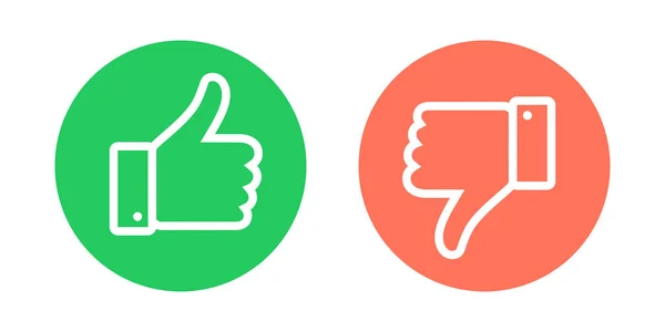 Do and Dont symbols. Thumbs up and thumbs down circle emblems. Like and dislike icons set. Vector illustration. — Stock Vector