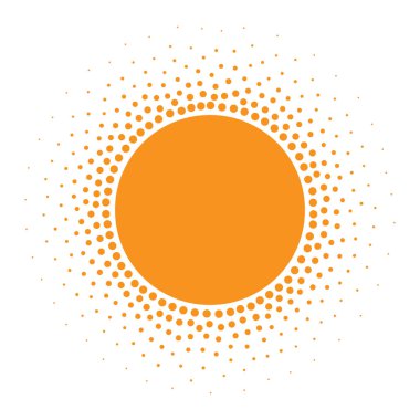 Güneş simgesi. Noktalı resim turuncu daire degrade doku daireler logo tasarım öğesi ile. Vektör çizim 