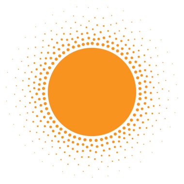 Güneş simgesi. Noktalı resim turuncu daire degrade doku daireler logo tasarım öğesi ile. Vektör çizim 