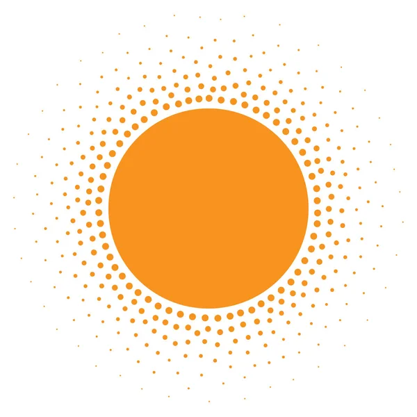 Icono del sol. Círculo naranja de medio tono con elemento de diseño de círculos de textura de gradiente. Ilustración vectorial — Vector de stock