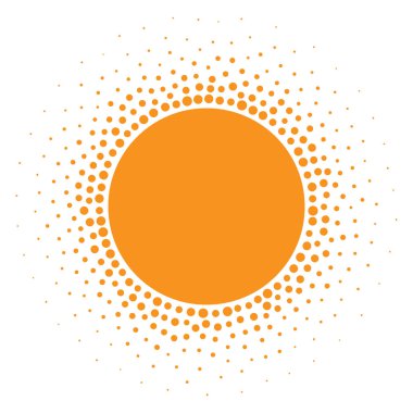 Güneş simgesi. Noktalı resim turuncu daire degrade doku daireler logo tasarım öğesi ile. Vektör çizim 