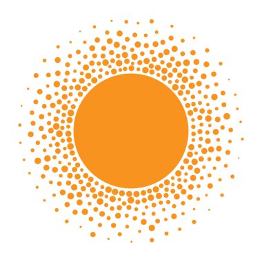 Güneş simgesi. Noktalı resim turuncu daire degrade doku daireler logo tasarım öğesi ile. Vektör çizim 