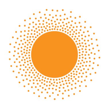 Güneş simgesi. Noktalı resim turuncu daire degrade doku daireler logo tasarım öğesi ile. Vektör çizim 