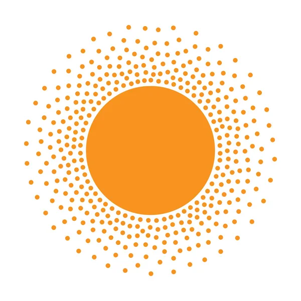 Het pictogram van de zon. Halftone oranje cirkel met kleurovergang textuur cirkels logo ontwerpelement. Vectorillustratie — Stockvector