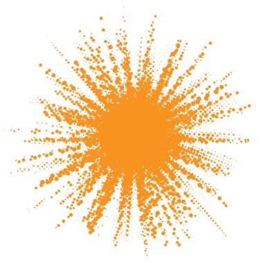 Güneş simgesi. Noktalı resim turuncu daire degrade doku daireler logo tasarım öğesi ile. Vektör çizim 