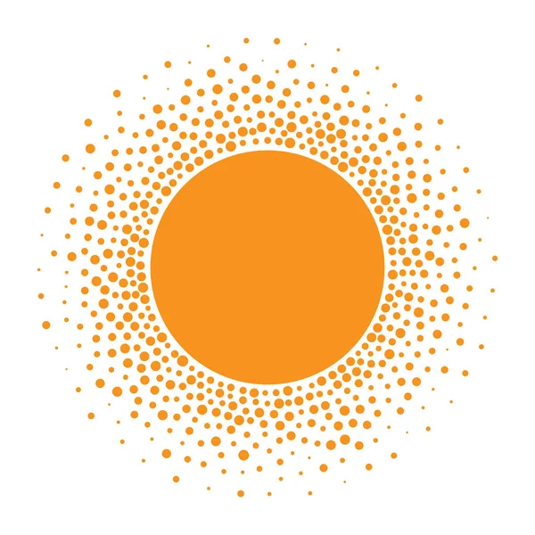 Icono del sol. Círculo naranja de medio tono con elemento de diseño de círculos de textura de gradiente. Ilustración vectorial — Vector de stock