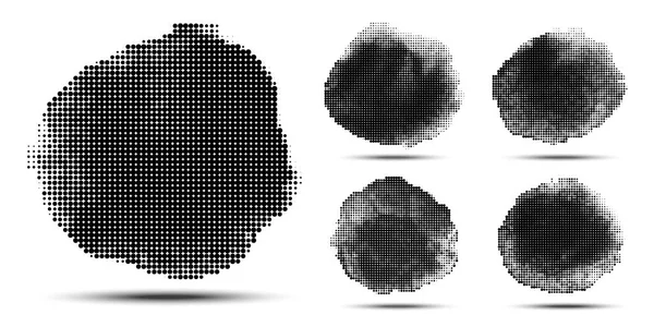 Cirkel halftoonpatroon. Grunge plek gebruikmakend van halftone puntjes textuur. Vectorillustratie. — Stockvector