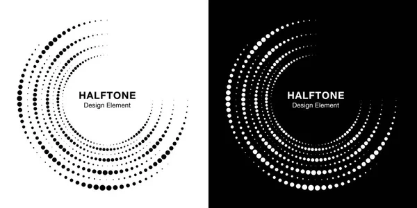 Készlet-ból félárnyék nem teljes kör test pontok jel elszigetelt-ra háttér. Körkörös alkatrésztervezési elem a kezeléshez és a technológiához. Félkörös szegély ikon segítségével félárnyék kör pontok textúra. Vektor — Stock Vector