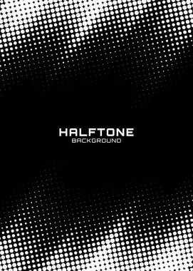 Halftone nokta gradyan desen doku dikey arka plan. Çerçeve posterler, el ilanları, broşürler, kapakları tasarımı için halftone daire zikzak grunge desen kullanarak. Vektör zikzak benekli illüstrasyon.