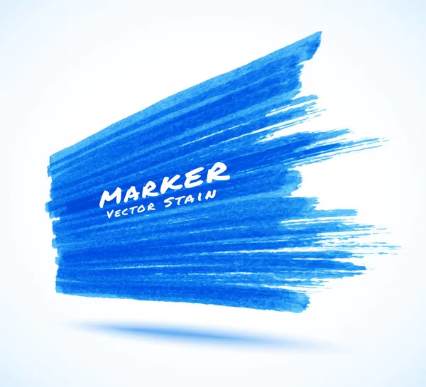 파란 마커 스팅크는 원근법적 인 관점에서 텍스처를 얼룩합니다. 그르지 문자로 세일 깃발을 만들었어. 벡터 로고 삽화. — 스톡 벡터