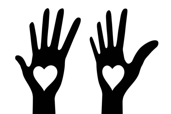 Kéz szív ikon készlet. Vektorlogó illusztráció — Stock Vector