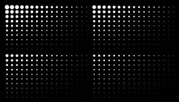 コーナーホワイトグラデーションのハーフトーンドットの背景のセット ハーフトーンドットパターンを使用した水平テンプレート ベクターイラスト — ストックベクタ