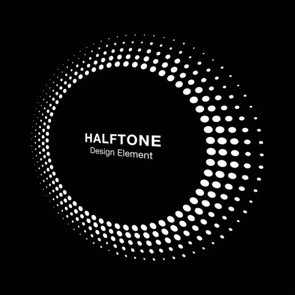 Halftone κύκλο προοπτική πλαίσιο αφηρημένες τελείες λογότυπο έμβλημα στοιχείο σχεδιασμού για την τεχνολογία, ιατρική, θεραπεία, καλλυντικά. Στρογγυλό περίγραμμα Εικονίδιο χρησιμοποιώντας halftone κύκλο κουκκίδες υφή ράστερ. Διάνυσμα. — Διανυσματικό Αρχείο