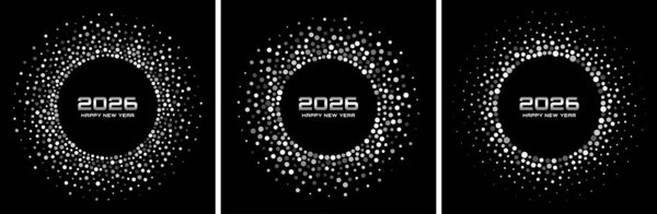 Новый 2026 год Серебряный Круг Конфетти. Диско-вечеринки. Поздравление с Новым годом. Блестящие яркие плакаты. Рождественский светло-серый. Векторная миграция