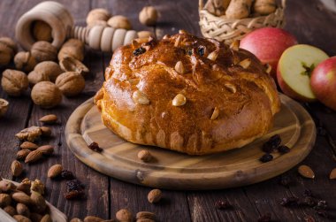 Çek kek chrismas kutlama, fındık ve ceviz, gıda Fotoğrafçılık, gıda hisse senedi, gıda reklam ile lezzetli pasta
