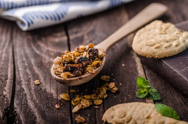 Pudim Baunilha Com Granola Caseira Sobremesa Simples Deliciosa Fotografia Alimentos — Fotografia de Stock