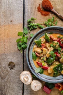 Köri tavuk sebze taze yiyecek, gıda fotoğrafçılığı