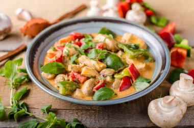 Köri tavuk sebze taze yiyecek, gıda fotoğrafçılığı