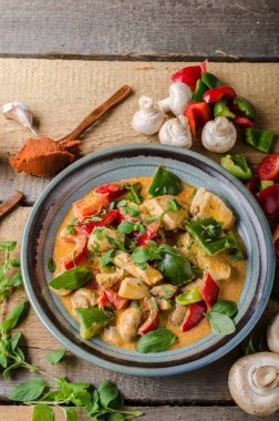 Köri tavuk sebze taze yiyecek, gıda fotoğrafçılığı