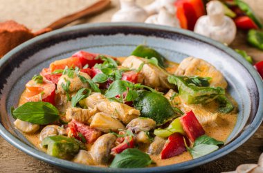 Köri tavuk sebze taze yiyecek, gıda fotoğrafçılığı