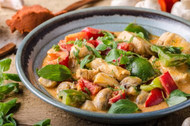 Köri tavuk sebze taze yiyecek, gıda fotoğrafçılığı