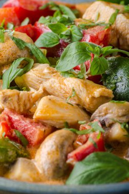 Köri tavuk sebze taze yiyecek, gıda fotoğrafçılığı