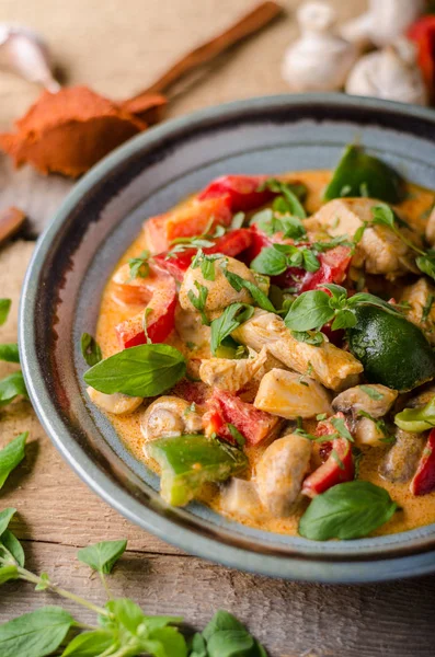 Jedzenie Świeżych Warzyw Curry Kurczak Fotografii Żywności — Zdjęcie stockowe